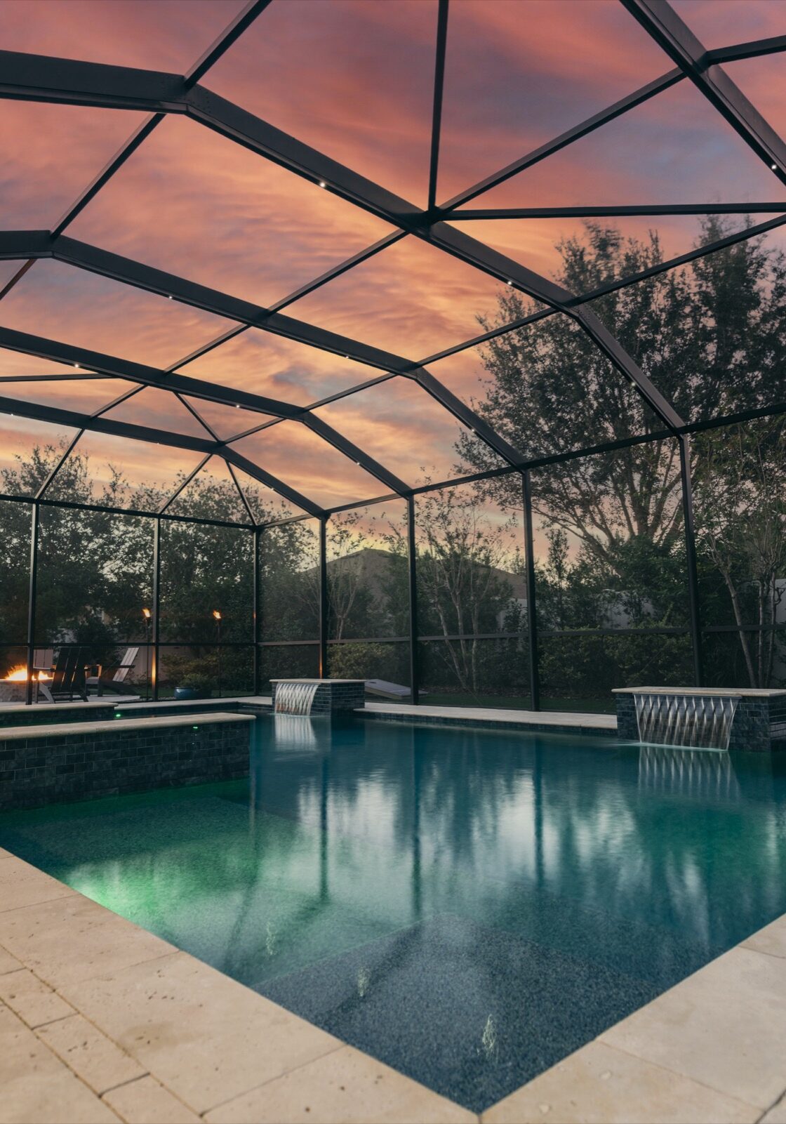 Beautiful Pool and Spa at Sunset